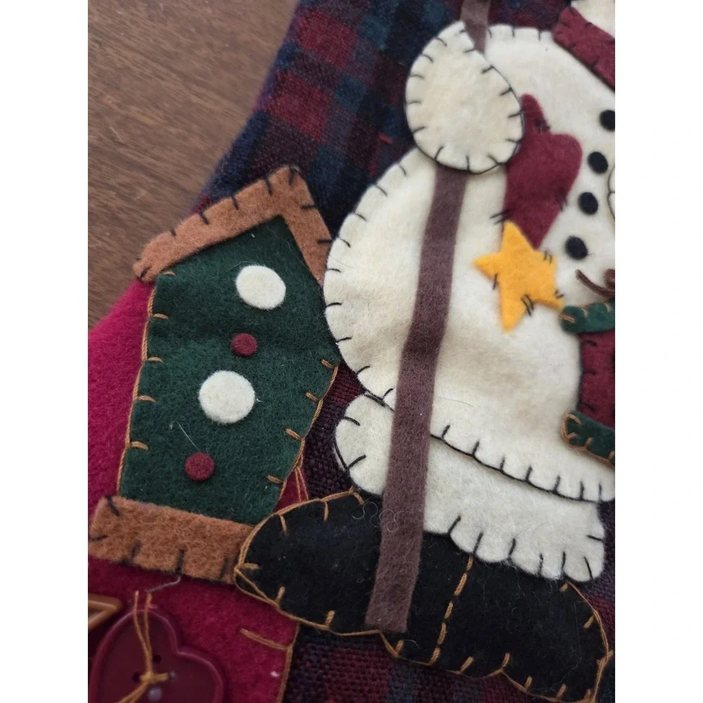 Country Christmas Snowman Christmas Stocking 3D Puffy Felt Birdhouse